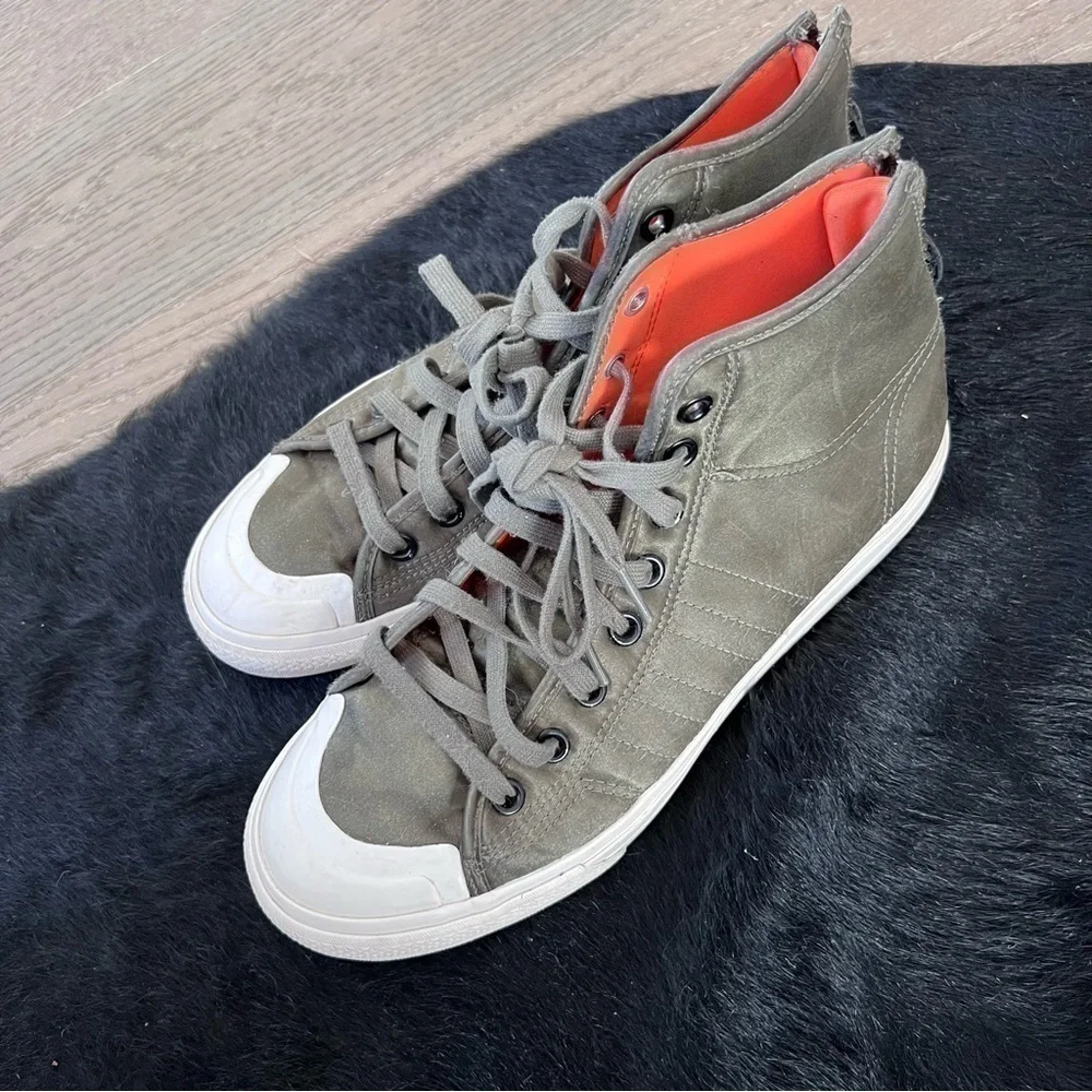 adidas Originals Men's Nizza Hi RF Shoes Green Nylon Size 9.5